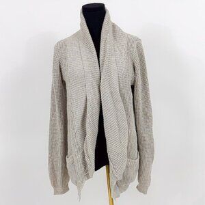 MONK & LOU Open Front Oversized Knit Cardigan WITH POCKETS GREY COLOR